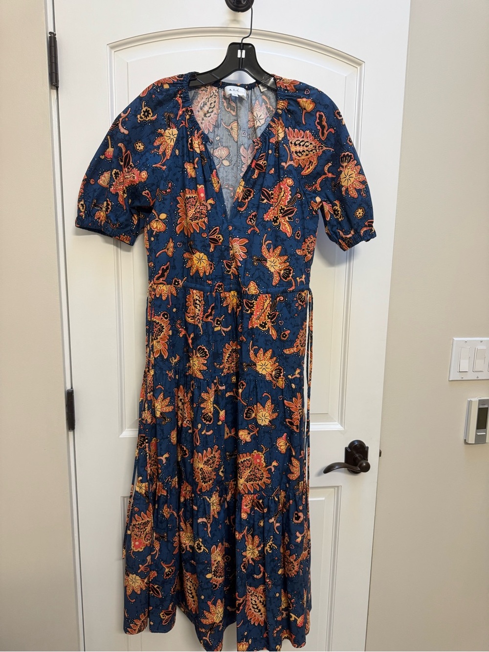 A.L.C. Blue Floral Cotton Maxi Dress